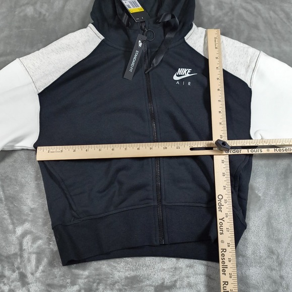 Nike Sportswear Air Hoodie Womens Small Black White Full Zip Sweatshirt New - Picture 12 of 12